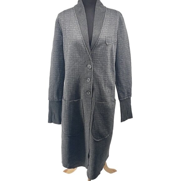 REBECCA King grey long cardigan Shacket thumbholes minimalist career casual sz m - Picture 5 of 13